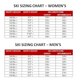Snow Ski Size Chart