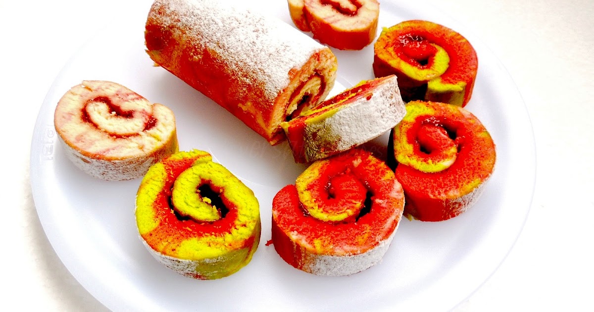 Priya's Versatile Recipes Jam Swiss Roll