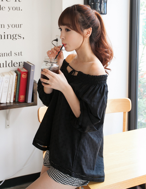 [2fb] Peasant Blouse with Drawstring Neckline KSTYLICK Latest