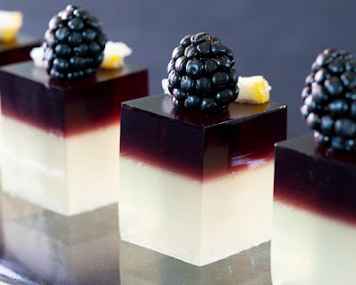 The fanciest jello shots you will ever find, blackberry flavored.