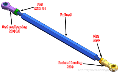 Hexgonal pull rod with both female rod end bearings