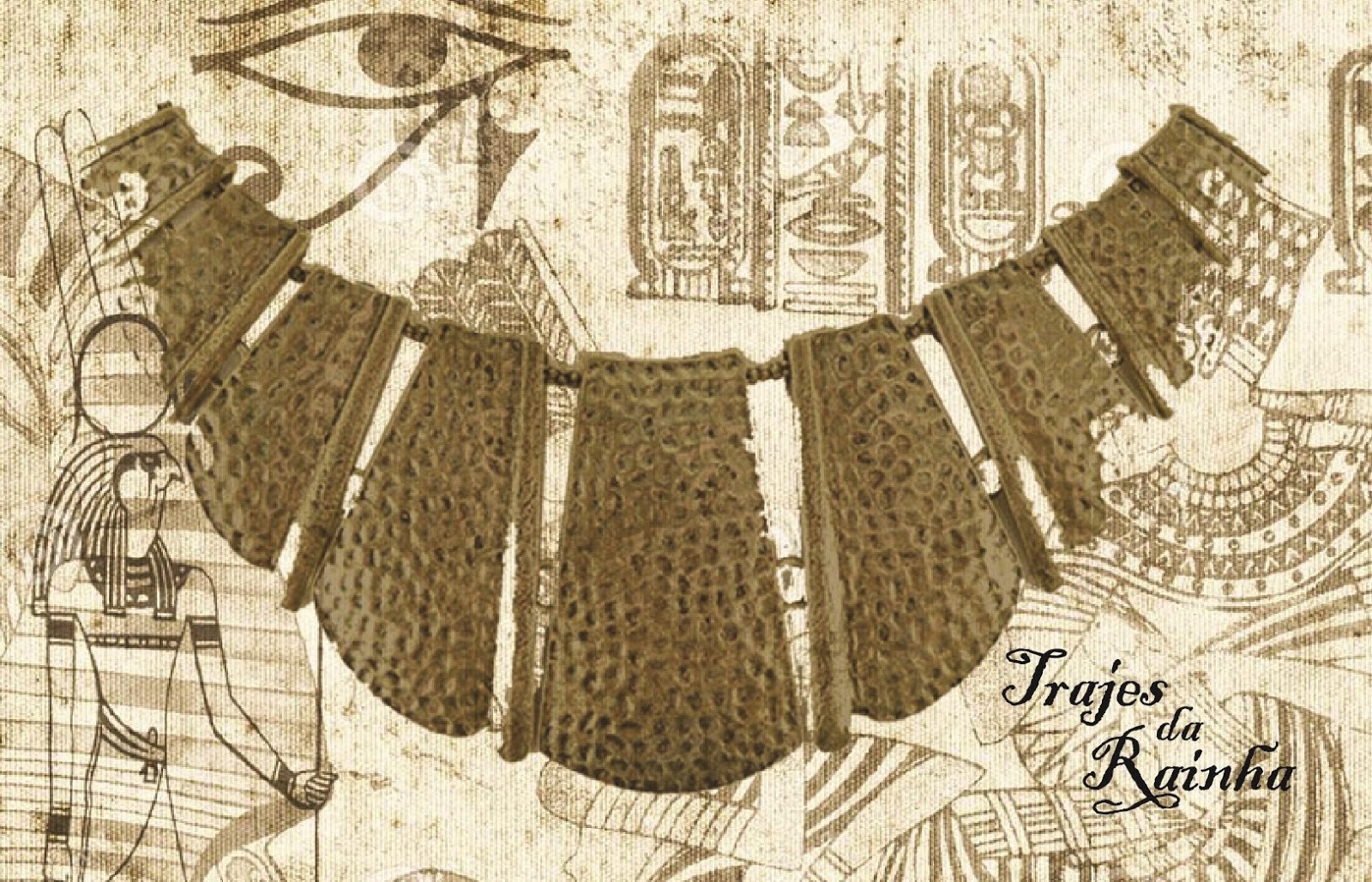 trajes da rainha colar egípcio