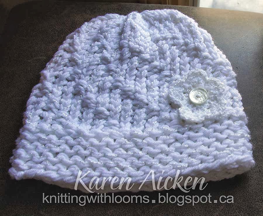 Knitting With Looms White Spiral Hat with Removable Flower