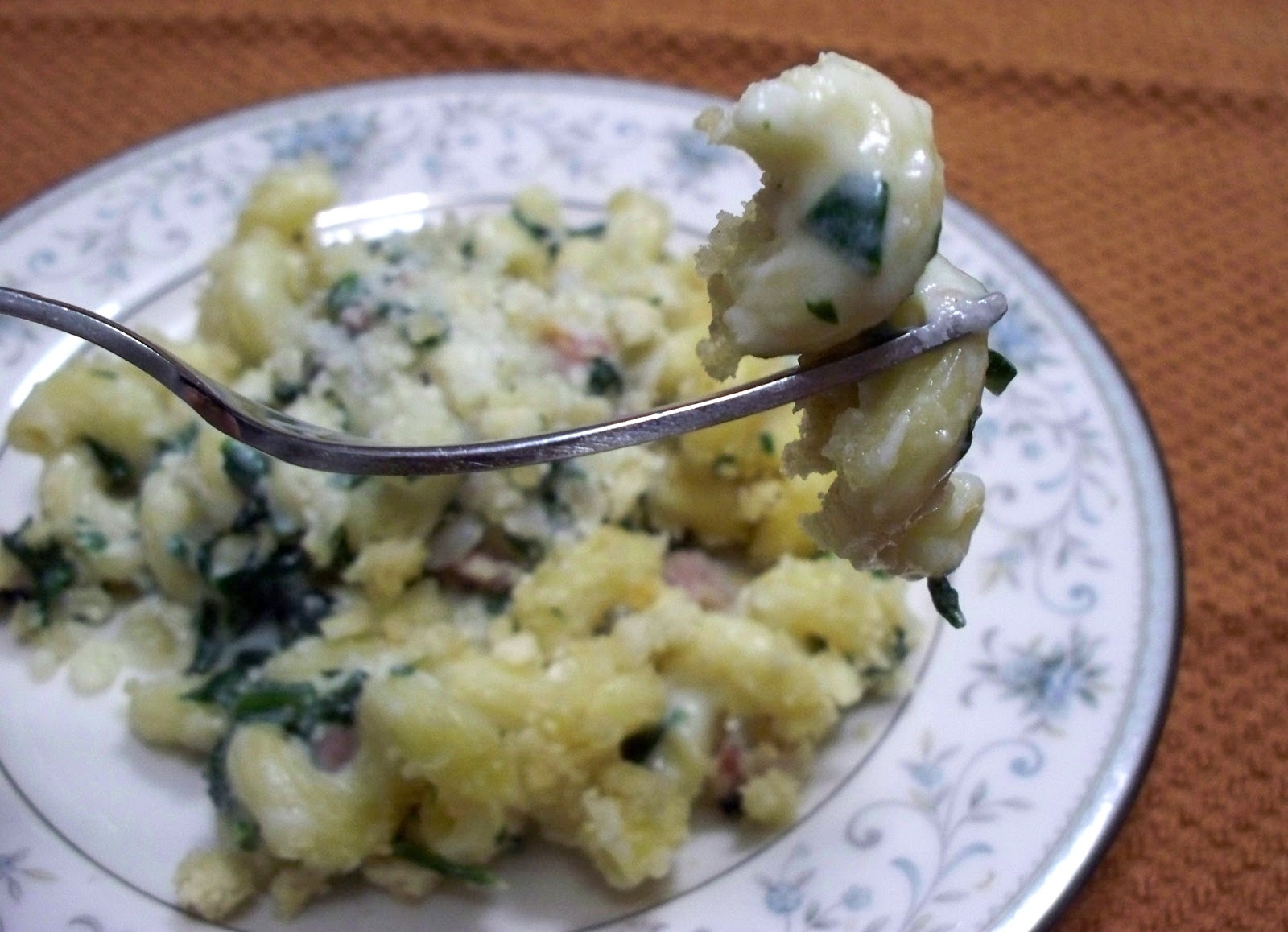 The Taming of the Roux Pancetta Spinach and Penne Casserole