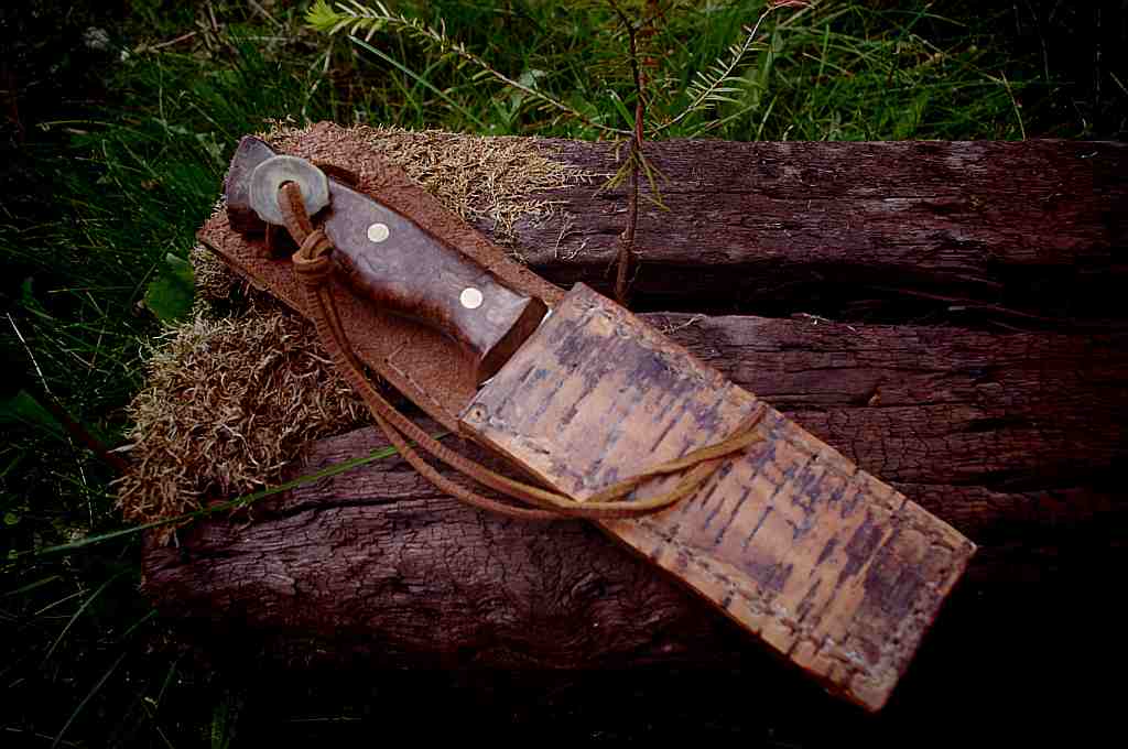 American Grouch Leather & Birch Bark Knife Sheath