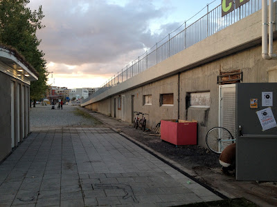 Stapelbaddsparken building (underneath where ships were pushed out to sea from the shipbuilding port, Dockan) now a hub for local non profits in Malmo, including cykelkoket, the cycle kitchen