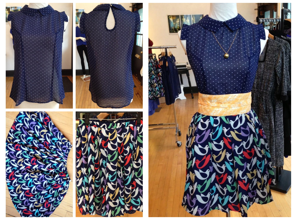 Comme Toi top and skirt, and Sarah Bibb Obi belt at Folly