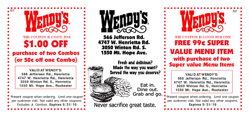 Wendy's discount coupons
