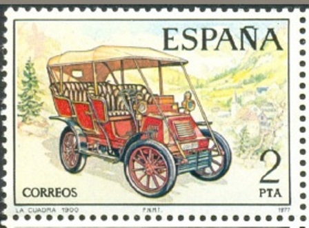 Sello correos,1977. Automóvil "La Cuadra" , fabricado en España en 1900