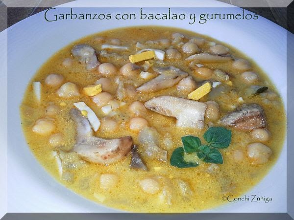 Garbanzos Con Bacalado Y Gurumelos