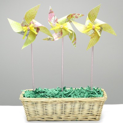 Place The Pinwheels In Basket And Fill With Filler I Used Green Construction My Paper Shredder To Make Place The Pinwheels In Basket And Fill With Filler I Used Green Construction My Paper Shredder To Make