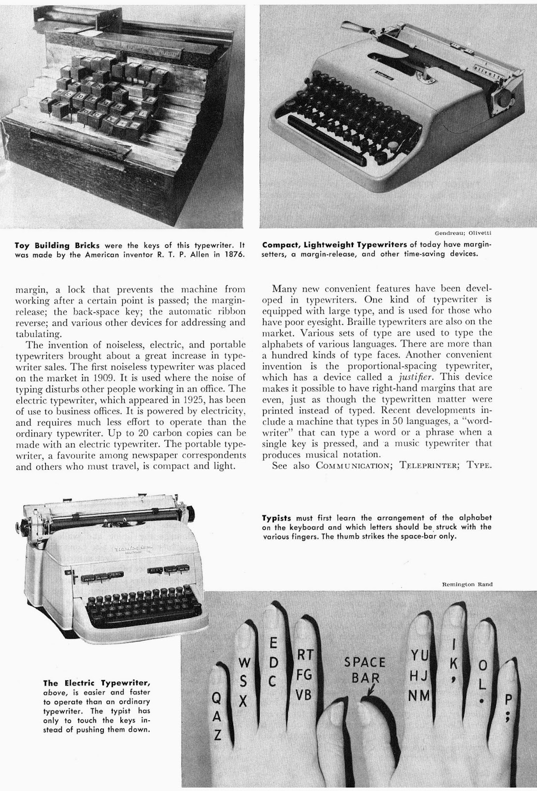 oz.Typewriter World Book Encyclopedia on Typewriters (1966)
