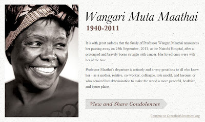 Homenagem a Wangari Maathai no site do Greenbelt Movement