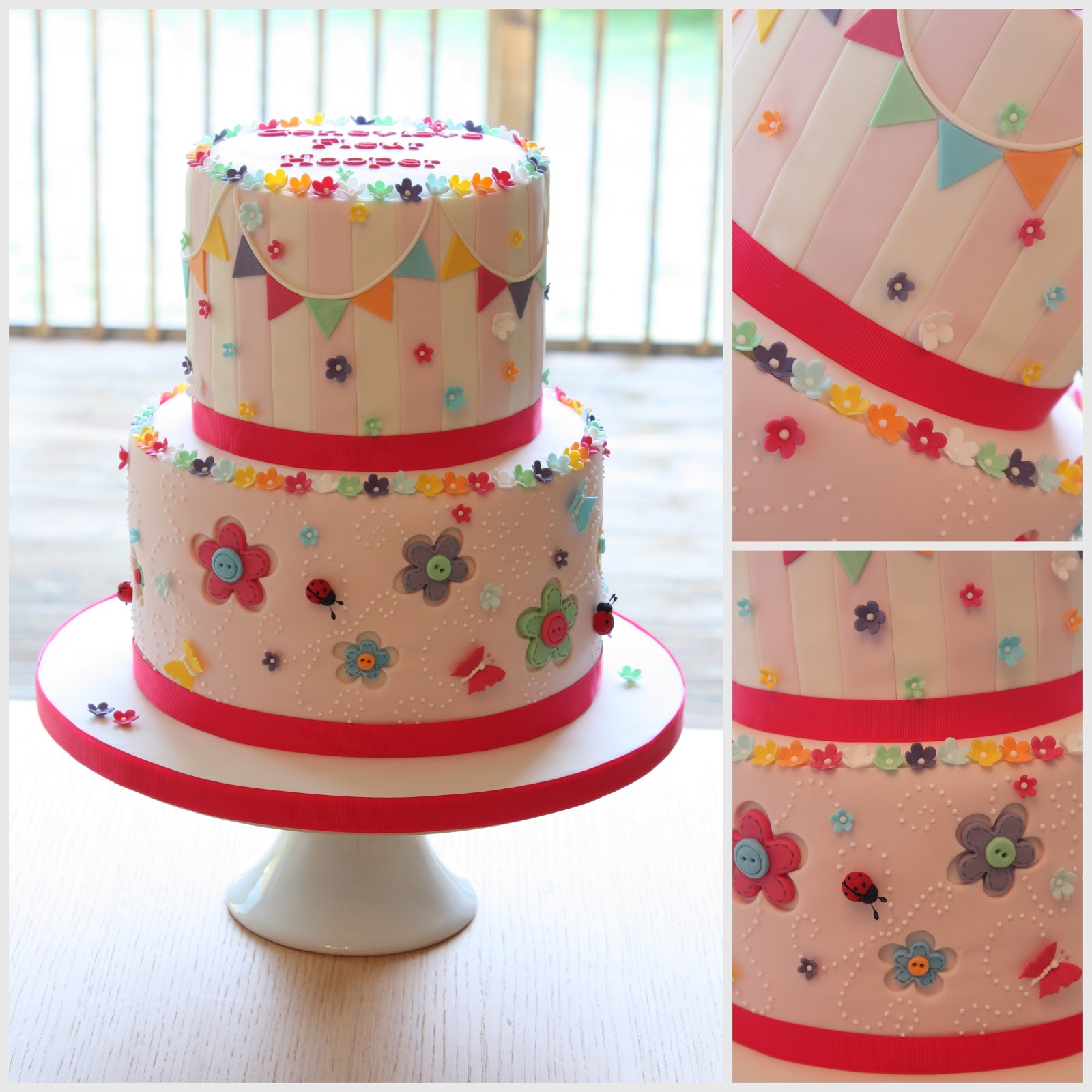 Tiers & Tiaras Bunting christening cake
