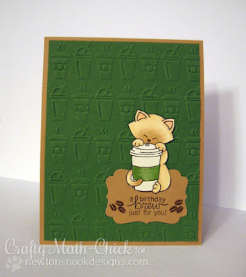 Kitty coffee cup to-go birthday card by Crafty Math Chick | Newton Loves Coffee by Newton's Nook Designs