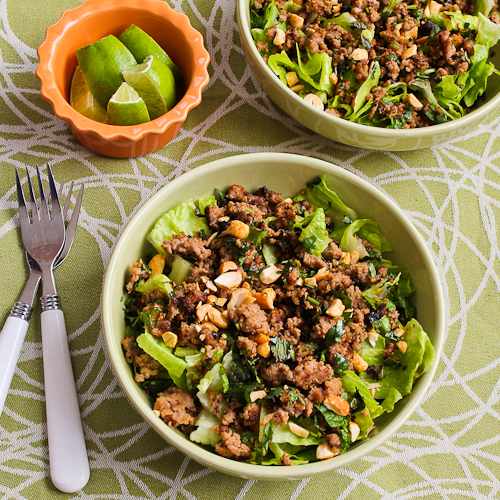 ThaiInspired Ground Turkey Larb Salad with Sriracha, Mint, Cilantro