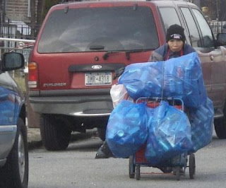 Homeless guy with beer bottles