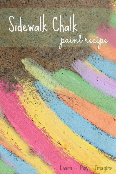 A brand NEW  two ingredient recipe for sidewalk chalk paint that is easy to spread and dries in bright and vibrant shades!  CORNSTARCH FREE