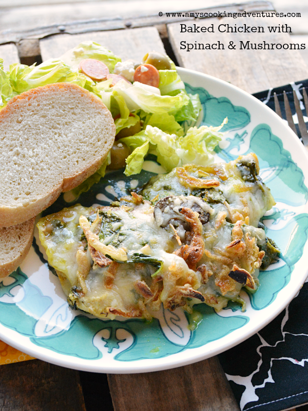 Baked Chicken with Spinach & Mushrooms