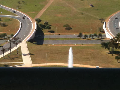 a water fountain in a park