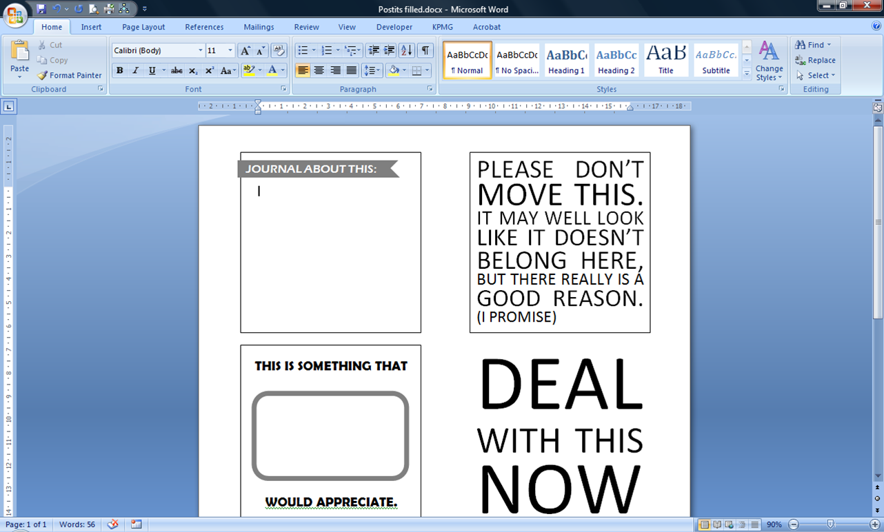 My Life All in One Place The Printed PostIt Notes Project