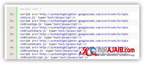 Screenshot untuk Syntax Highlighter kode JavaScript Syntax Highlighter JavaScript