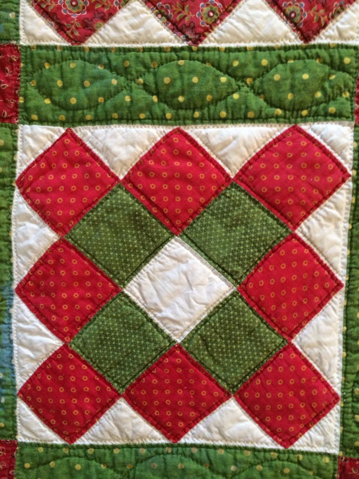 Gone To The Beach A Red and Dill Pickle Green Quilt for Christmas