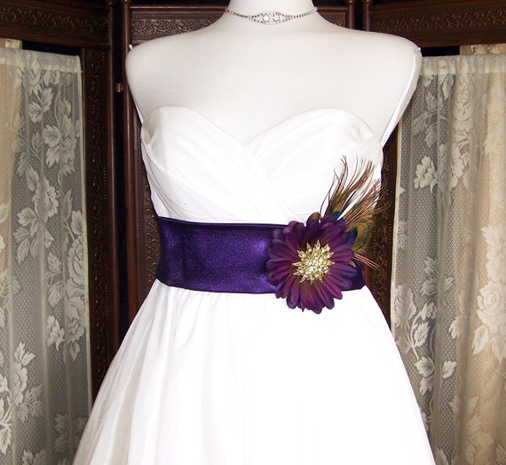 Amethyst in Vintage Beauty Bridal Sash Amethyst in Vintage Beauty Bridal Sash