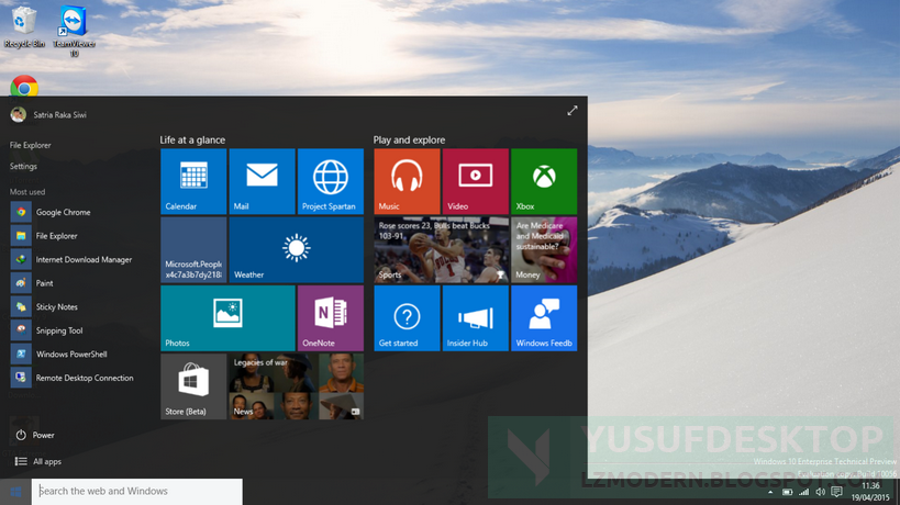 Start menu Start menu