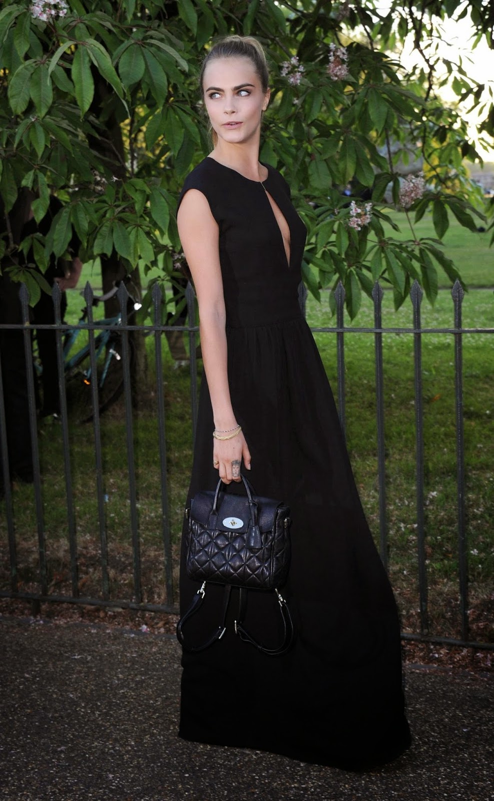 Cara Delevingne Black And White Dress