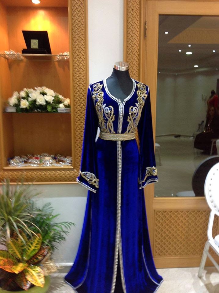 vente caftan marocain bleu