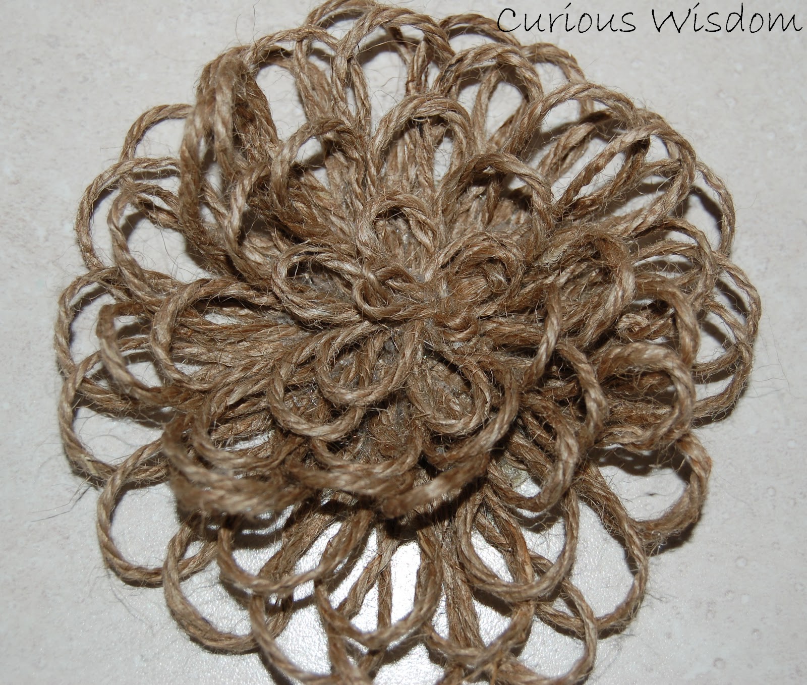 Curious Wisdom and Other Everyday practicalities.. Jute flower tutorial...