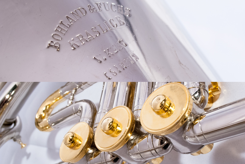 Vintage Tenor horn / Baritone horn by Bohland&Fuchs in Nickel Silver Finish & 24K gold trim kit