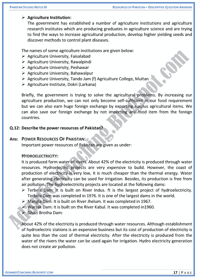 resources-of-pakistan-descriptive-question-answers-pakistan-studies-ix