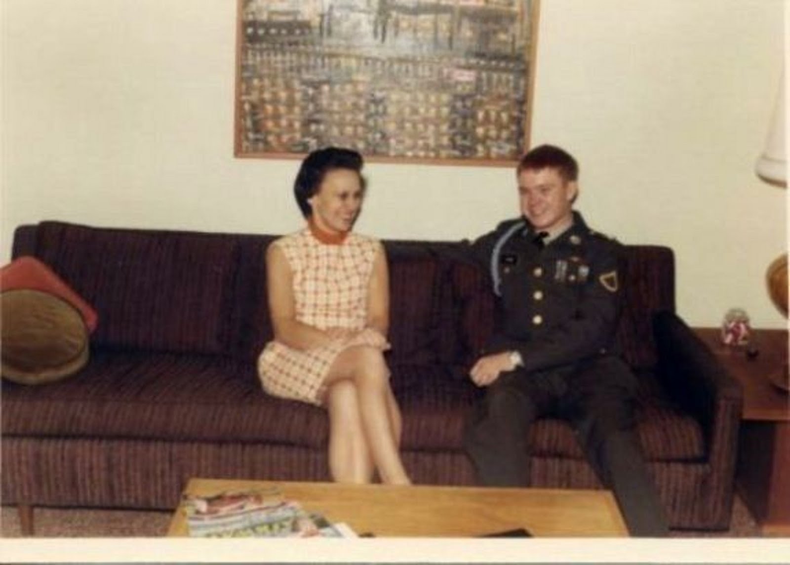 MY MOM IRENE, WITH ME IN UNIFORM ON THE NIGHT I WAS LEAVING TO VIETNAM ON JAN 19TH,1969