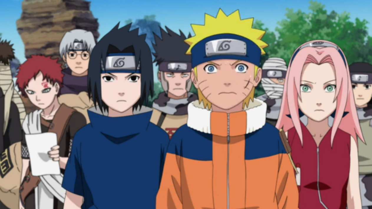 TIME 7 e Kabuto vs Ninjas da Chuva - Exame Chunim (Naruto Classico