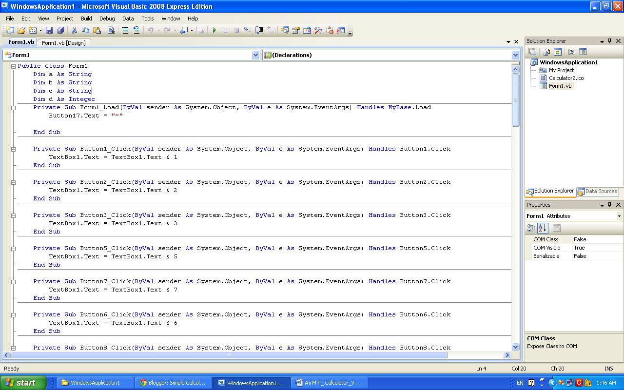 Simple Calculator using VB with form and code Aji M P 's Blog