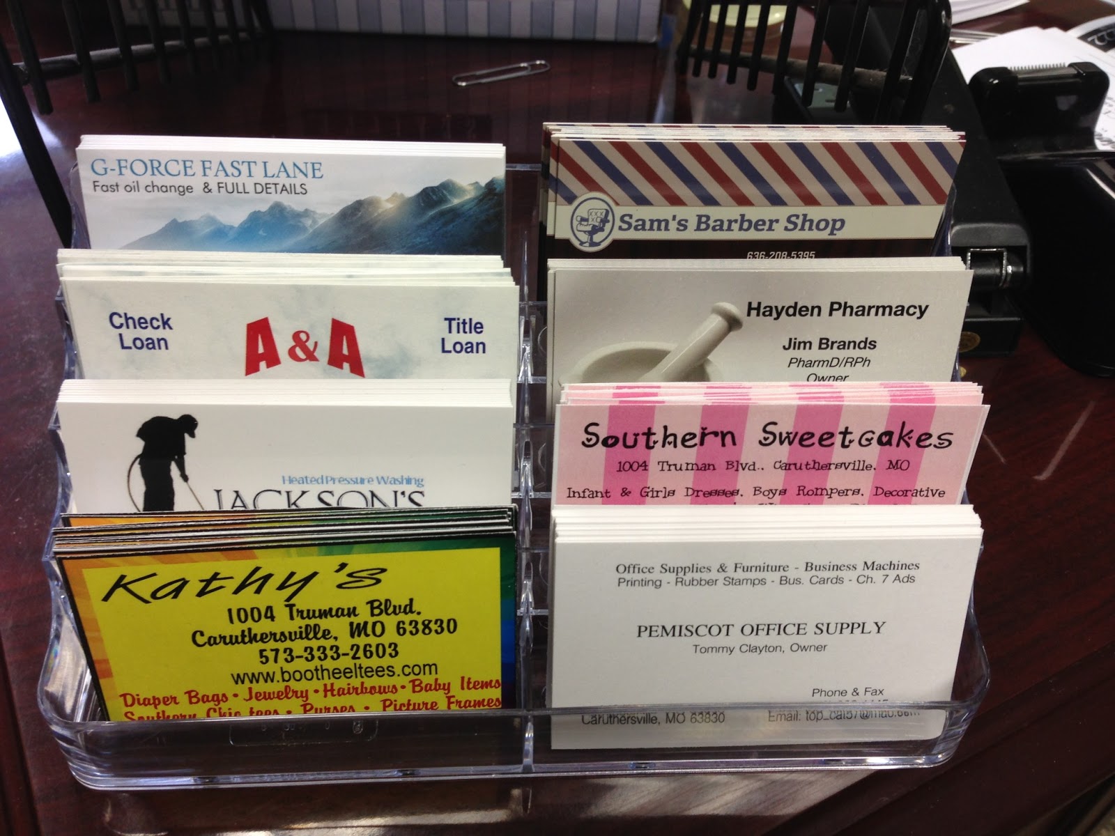 Caruthersville Chamber of Commerce Business Card Displays