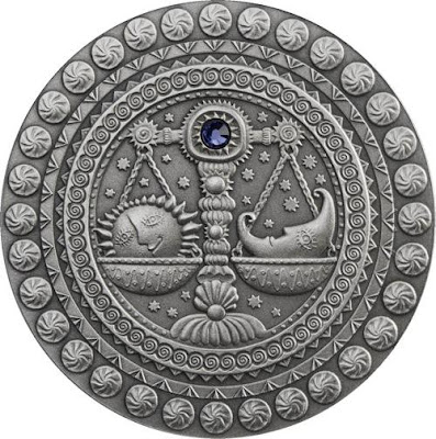 Gift Libra Horoscope Zodiac Swarovski Silver Coin