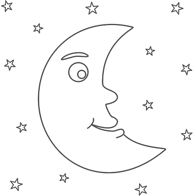 Crescent Moon and Star Coloring Pages
