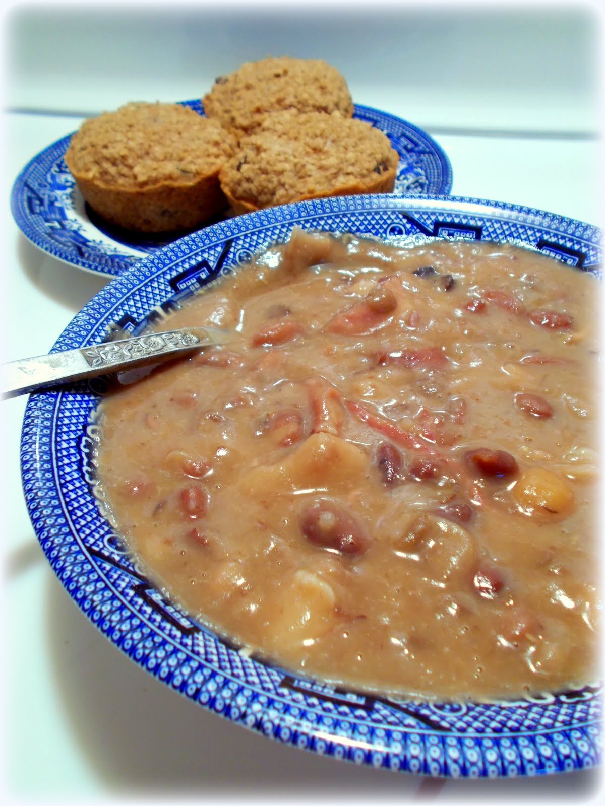 Watching What I Eat: Hearty Ham & 15 Bean Soup with Oat Bran Muffins
