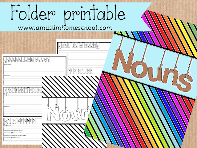 Free printable worksheet folder, common, proper, abstract, concrete, collective nouns