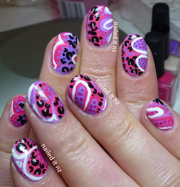 pink graffiti nails