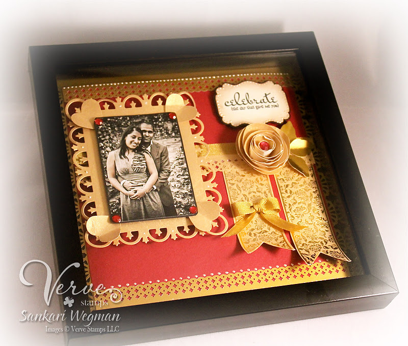 I punched out hearts from the invitation and added them around the frame I punched out hearts from the invitation and added them around the frame