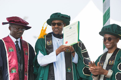 Photos: Buhari bags doctorate degree at the Kaduna State University