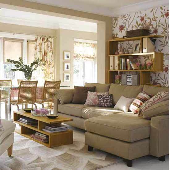 Curtains Ideas curtains matching wallpaper : New Home Interior Design: Traditional Living Room