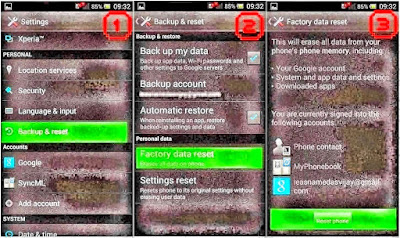 Hard Reset Sony Xperia M4 Aqua using menu