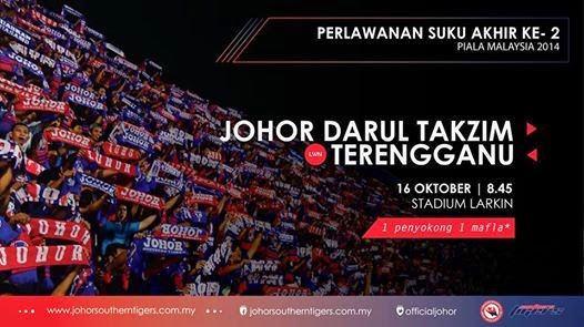 Perlawanan JDT Vs Terengganu Diubah Ke 16 Oktober 2014 Perlawanan JDT Vs Terengganu Suku Akhir ke 2