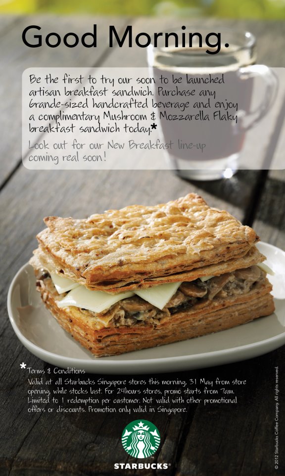 Freebies Heaven SG Starbucks FREE Breakfast Sandwiches