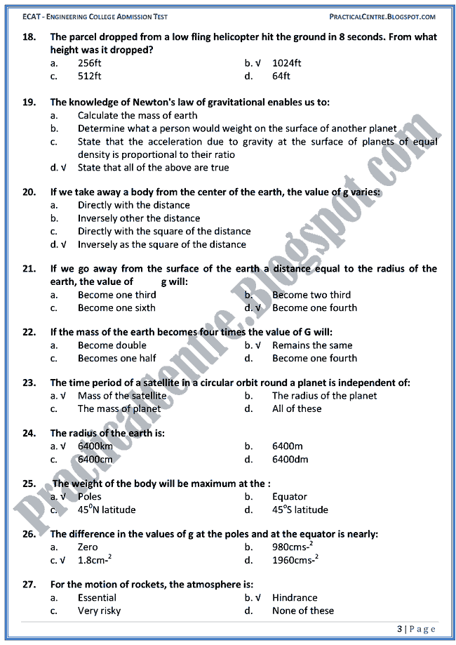 gravitation-ecat-preparation-mcqs-test-physics-engineering-admission-test